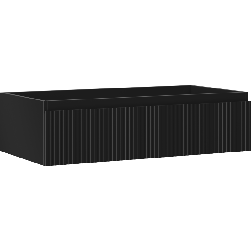 Mexen Rivel szafka łazienkowa podumywalkowa 90 cm, 1 szuflada, ryflowana , czarna mat - 91A20-09023-1-BF71