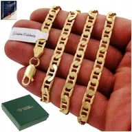 Naszyjniki męskie - Złoty Łańcuszek Naszyjnik Męski Gucci Szeroki Gruby 925/585 Dla Męża 60 Cm - miniaturka - grafika 1