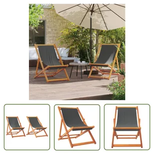 The Living Store Składane krzesła plażowe - 2 szt. - szare - obite tkaniną - Leżak - Leżaki ogrodowe The Living Store Składane krzesła plażowe - 2 szt. - szare - obite tkaniną - Leżak - Leżaki ogrodowe - miniaturka - grafika 1