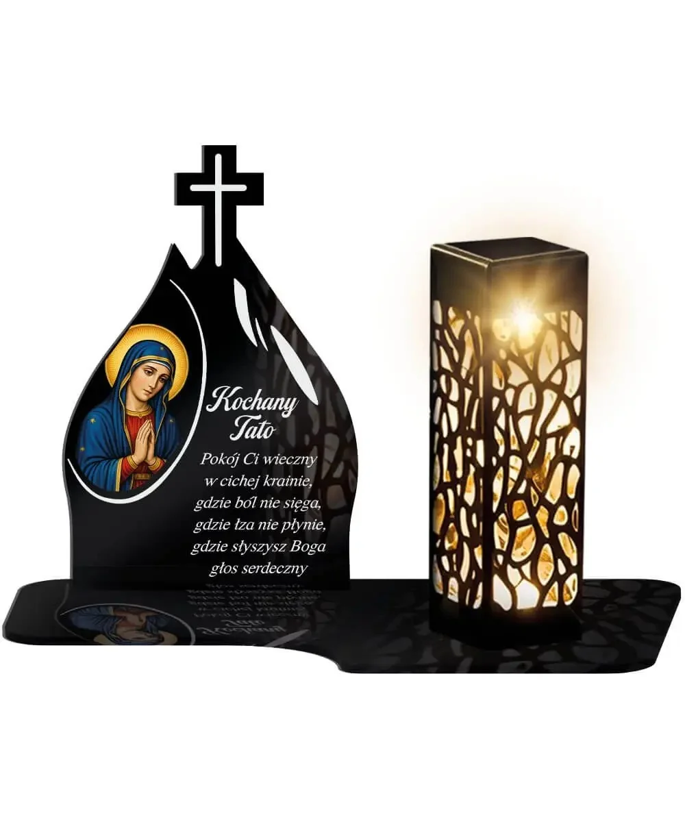 Znicz Solarny LED Maryja – Statuetka na Grób Wszystkich Świętych