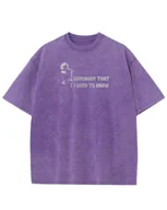 Koszulki i topy damskie - Koszulka oversize efekt sprania Nadruk brokatowy Vintage Pop Fioletowy 3XL - miniaturka - grafika 1