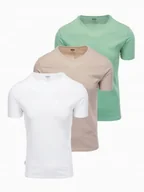 Koszulki męskie - Męski t-shirt bawełna zestaw szarozielony/biały/beżowy OM-TSBS-0232 V14 XL - miniaturka - grafika 1