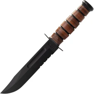 KA-BAR USMC Nóż z ostrzem stałym, skórzana pochwa, ząbkowane ostrze 1218 - Akcesoria do noży - miniaturka - grafika 1