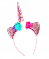 Ozdoby do włosów - OPASKA DO WŁOSÓW RÓŻOWA JEDNOROŻEC KARNAWAŁ - miniaturka - grafika 1