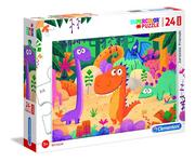 Puzzle - Clementoni Puzzle 24 elementy Maxi Super Kolor - Jurajscy Przyjaciele - miniaturka - grafika 1