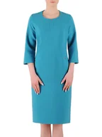 Sukienki - Turkusowa sukienka z modnym dekoltem, nowoczesna kreacja wizytowa 35130 - ModBiS - miniaturka - grafika 1