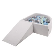 Zabawki do kąpieli - KiddyMoon Piankowy plac zabaw PPZP-TR30D-112 z piłeczkami jasnoszary: perła-szary-transparent-babyblue-mięta basen 200/klin L Zabawka plac zabaw - miniaturka - grafika 1