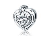 Charmsy - Pandora Valerio.pl Rodowany srebrny wiszący charms do serce szczęśliwa kochająca się rodzina happy family srebro 925 NEW105 NEW105 - miniaturka - grafika 1