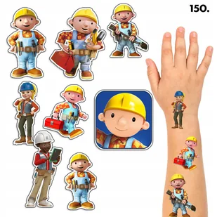 TATUA��E ZMYWALNE DLA DZIECI TYMCZASOWE BOB BUDOWNICZY - 8 EL. / 150 WZ. - Zabawki kreatywne - miniaturka - grafika 1