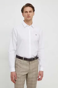 Lacoste koszula bawełniana męska kolor biały slim z kołnierzykiem klasycznym - Koszule męskie - miniaturka - grafika 1