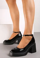 Czółenka - Czarne Eleganckie Lakierowane Czółenka na Platformie i Słupku Jesivia - miniaturka - grafika 1