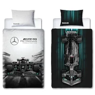 Kołdry i poduszki dla dzieci - Character World Oficjalny zestaw poszewek na kołdrę Mercedes AMG Petronas, wzór panoramy, szara, dwustronna, formuła, 1, oficjalny produkt, w tym pasująca poszewka na poduszkę - miniaturka - grafika 1