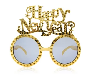 Okulary HNY, złote - Dodatki do strojów karnawałowych - miniaturka - grafika 1
