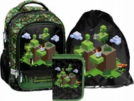 Plecaki szkolne i tornistry - Plecak szkolny Paso Minecraft Game Start Plecak klasa 1-3 -zestaw 3 el - miniaturka - grafika 1
