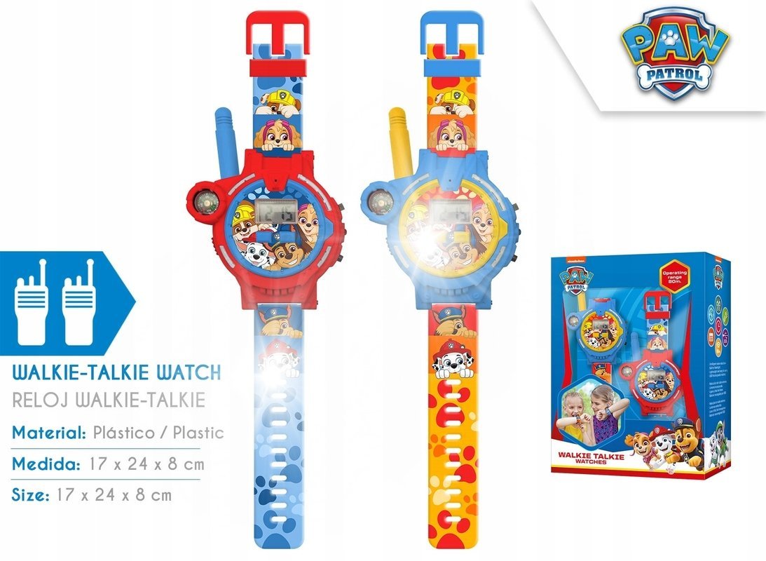 WALKIE TALKIE Z ZEGARKIEM PAW PATROL PSI PATROL zasięg do 100 metrów