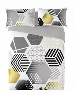 Pościel - Pościel satynowa 160x200 geometria szara żółta Prestige 1 - miniaturka - grafika 1