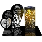 Lampiony i znicze - ZNICZ SOLARNY LED WIECZNY PODSTAWKA NA CMENTARZ GRÓB lampka Serce 3D DLA RODZICÓW - miniaturka - grafika 1