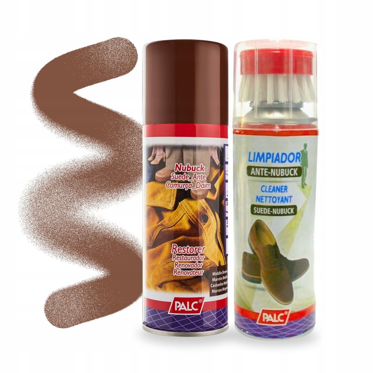 Pianka ze Szczotką i Spray Renowator Brązowy do Zamszu Palc Zestaw 2w1