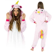 Stroje karnawałowe - Kigurumi Onesie Piżama Pegaz Jednorożec Różowy S - miniaturka - grafika 1