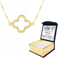 Naszyjniki - Naszyjnik złoty Kwiat koniczynka + WŁASNY NADRUK - miniaturka - grafika 1