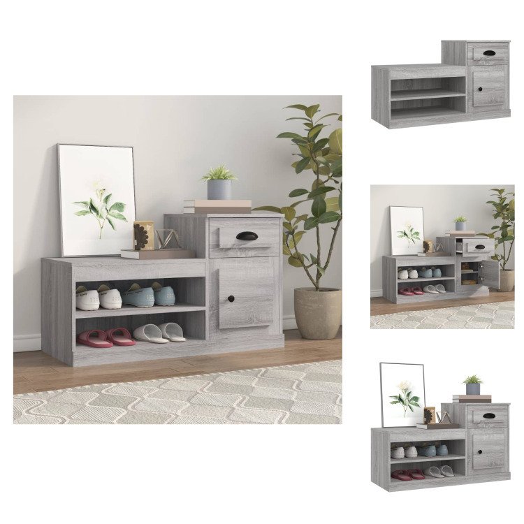 vidaXL Szafka na buty Szara Sonoma 100x42x60 cm Materiał drewnopochodny - Stojaki i szafki na buty