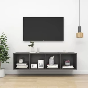 vidaXL Wisząca szafka TV szara 37x37x142,5 cm płyta wiórowa 805491 - Szafki RTV - miniaturka - grafika 1