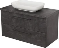 Szafki łazienkowe - Szafka łazienkowa grafitowa wisząca z umywalką 100/48 Negra - miniaturka - grafika 1