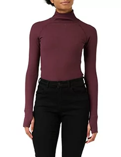 Koszulki i topy damskie - G-STAR RAW Damski top Rib Mock Slim Top, Fioletowy (Vineyard Wine D22074-d107-d303), XXL - grafika 1