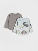 Bluzki dla niemowląt - Reserved - Bawełniany longsleeve 2 pack - jasnoniebieski - miniaturka - grafika 1