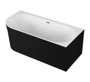 Polimat Wanna narożna prawa Sola 170x75 cm owalna czarny mat syfon i przelew chrom 00681 - Wanny Polimat Wanna narożna prawa Sola 170x75 cm owalna czarny mat syfon i przelew chrom 00681 - Wanny - miniaturka - grafika 1