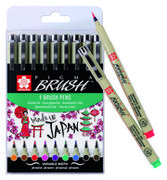 Pędzle - Talens Sakura, pisaki pędzelkowe, Pigma Brush Pen, 9 sztuk - miniaturka - grafika 1