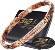 Bransoletki - ZDROWOTNA BRANSOLETKA MAGNETYCZNA RÓŻOWE ZŁOTO - miniaturka - grafika 1