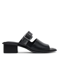 Klapki i japonki damskie - Klapki Calvin Klein Jeans Heel Square Mg Buckle Lth YW0YW01701 Czarny - miniaturka - grafika 1