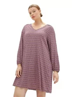 Sukienki - TOM TAILOR Damska sukienka plus size, 33989 - Brązowy nadruk geometryczny, 46 - miniaturka - grafika 1