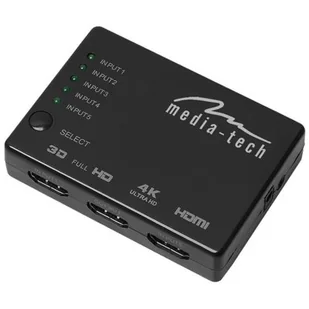 Media-Tech Przełącznik HDMI 5-portowy MT5207 - Rozgałęźniki - miniaturka - grafika 1