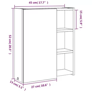Szafka łazienkowa z lustrem i LED, szara, 45x13x52 cm Lumarko! - Toaletki - miniaturka - grafika 13