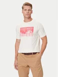 Gant T-Shirt 2003342 Écru Regular Fit - Koszulki męskie - miniaturka - grafika 1