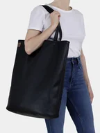 Torebki damskie - Mega shopper duża torba czarna na zamek - miniaturka - grafika 1