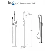 Baterie wannowe i prysznicowe - PMD Piramida BW-VII-ZL VEO II bateria wannowa WOLNOSTOJĄCASlim Easy-Fix złota - miniaturka - grafika 1