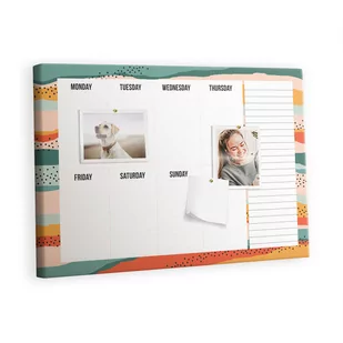 Kolorowy Organizer - Tablica Korkowa z Pinezkami - Retro planer tygodnia 60x40 cm - Planery - miniaturka - grafika 1