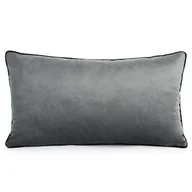 Poduszki dekoracyjne - Poduszka 30x50 Gaja grafitowa obszyta dekoracyjną lamówką welurowa - miniaturka - grafika 1