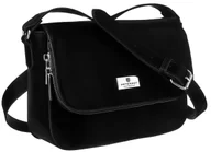 Torebki damskie - Torebka damska listonoszka na ramię crossbody z klapką na magnes zamszowa Peterson, czarny - miniaturka - grafika 1