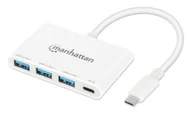 Huby USB - Manhattan 168434 huby i koncentratory USB 3.2 Gen 1 (3.1 Gen 1) Type-C 5000 Mbit/s Biały - miniaturka - grafika 1