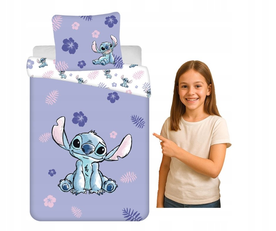 Pościel Do Przedszkola 160X200 Lilo I Stitch Bawełniana Dwustronna Dziecka