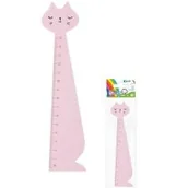 Przybory szkolne - Linijka drewniana 15cm kot różowy FIORELLO - miniaturka - grafika 1