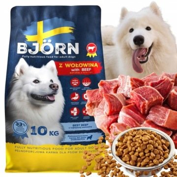 KARMA SUCHA DLA PSA BJORN Z WOŁOWINA 33% MIĘSA BOGATA W BIAŁKO I WITAMINY