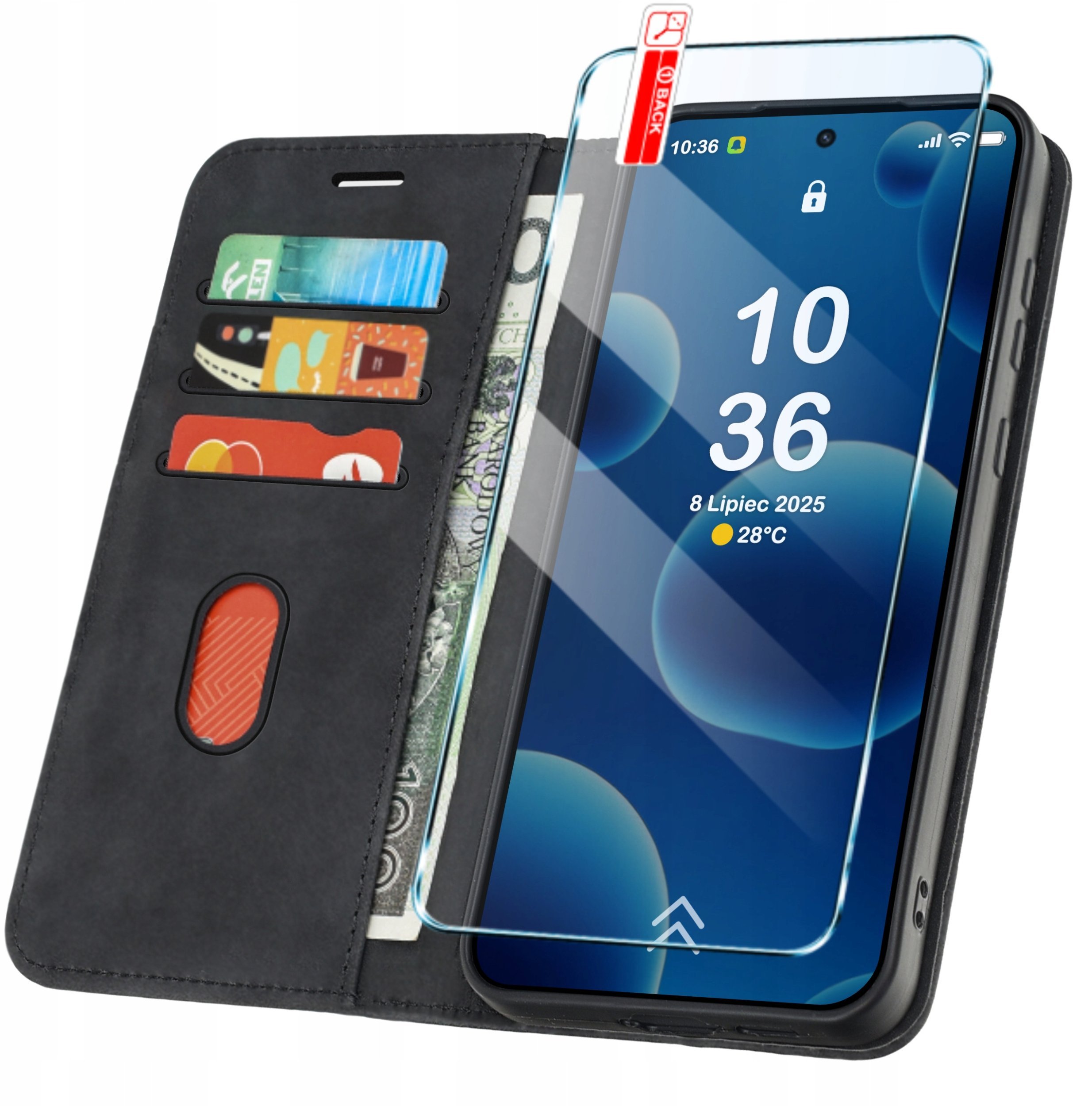 ETUI Z KLAPKĄ do Samsung S25 EDGE Zamykane Magnetyczne Skórzane +Szkło