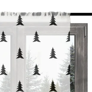 Firana świąteczna WINTER wzór BN05 | czarne, skandynawskie choinki 140 x 150 cm - Firany - miniaturka - grafika 1