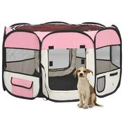 Sprzęt podróżny i transportery dla psów - VidaXL Lumarko Składany kojec dla psa, z torbą, różowy, 110x110x58 cm 171010 VidaXL - miniaturka - grafika 1