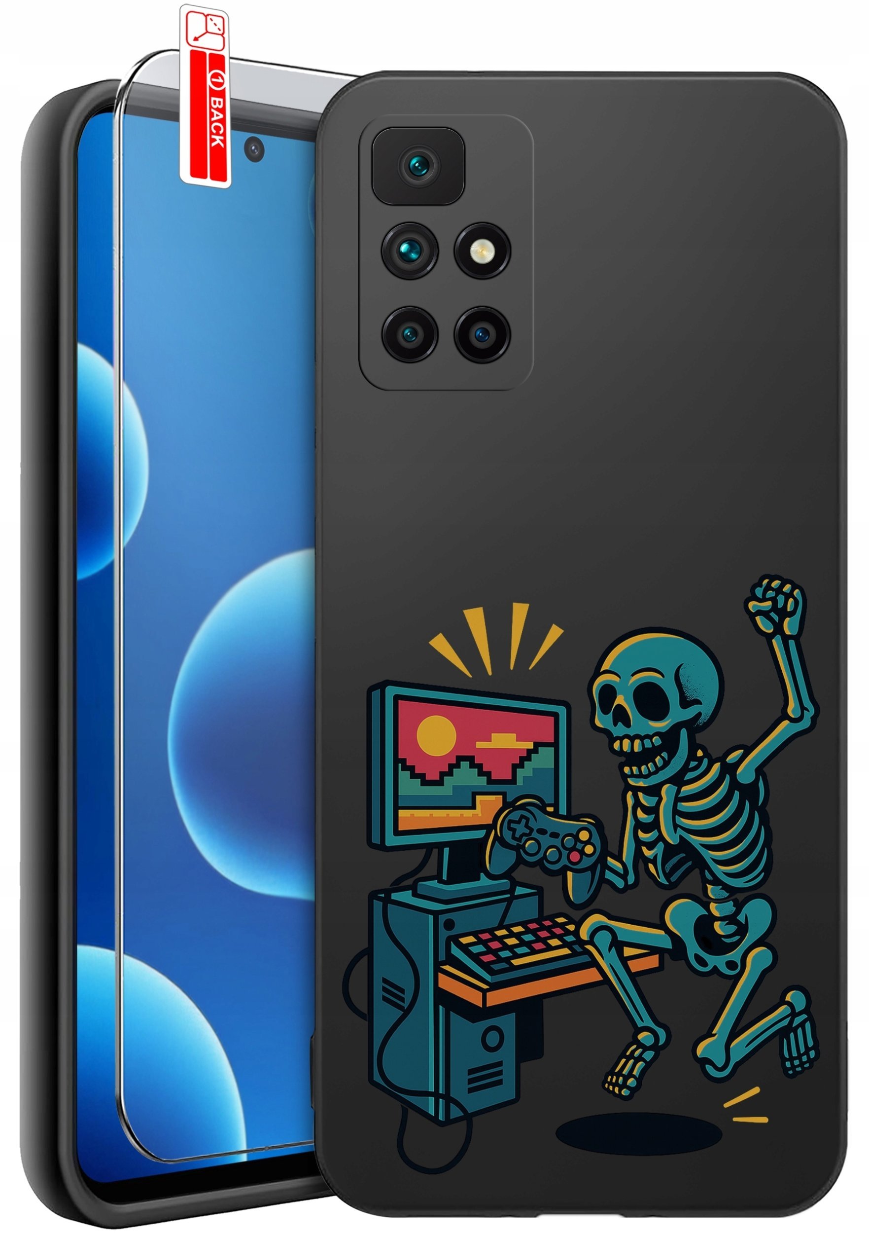 krainaGSM Etui Do Xiaomi Redmi 10 Wzory Silikonowe Matt Case + Szkło 9H